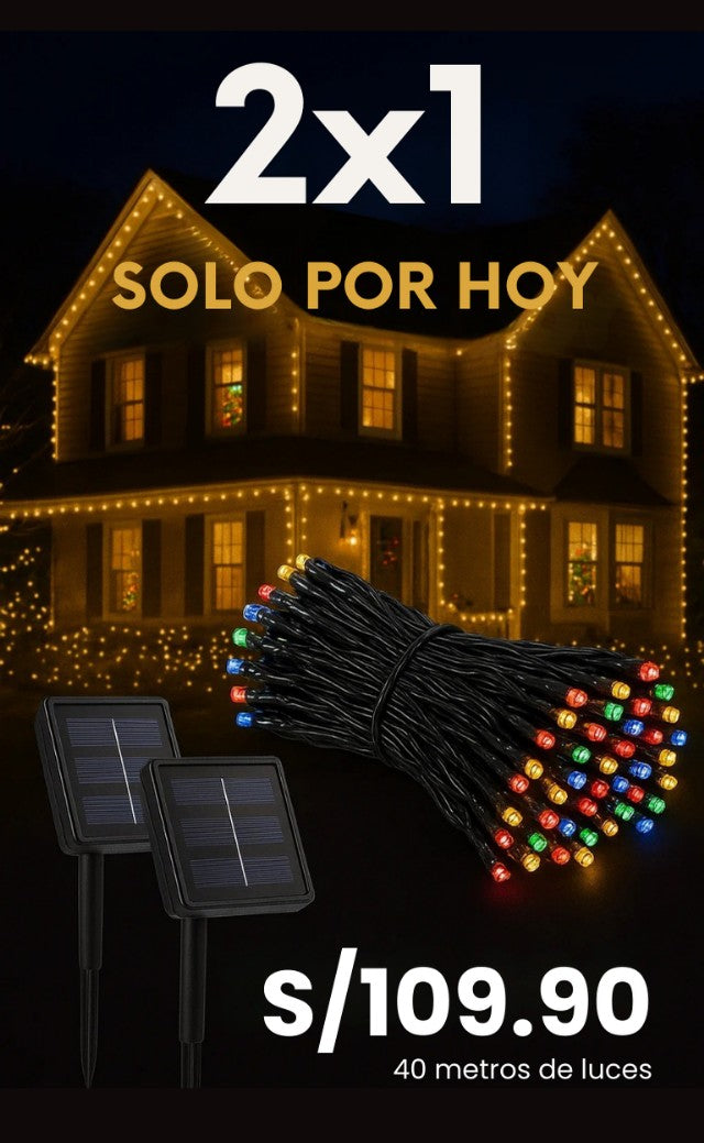 LUCES NAVIDEÑAS CON PANEL SOLAR